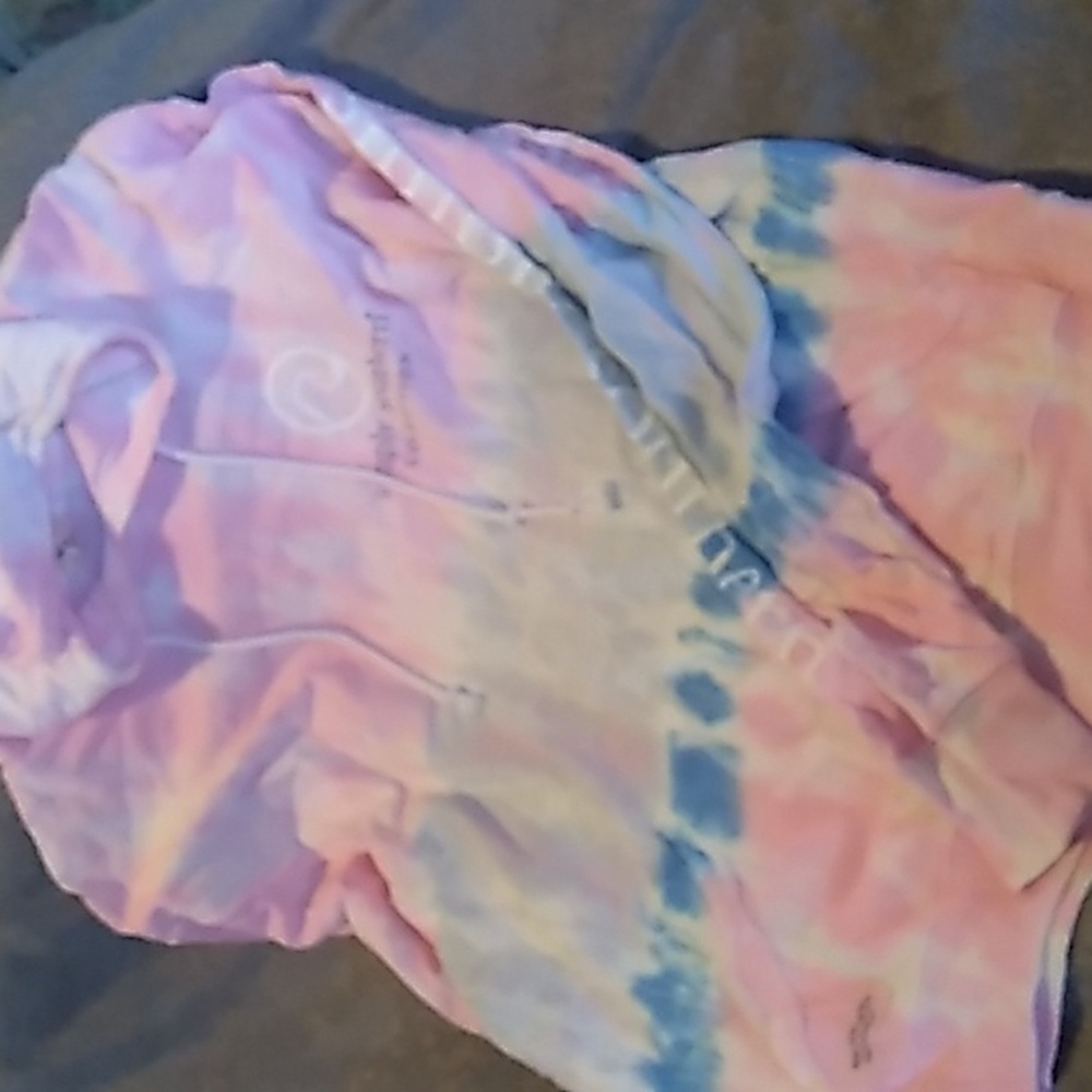 Simply Southern hooded t shirt. Pink and blue tie dye. Women's sz medium